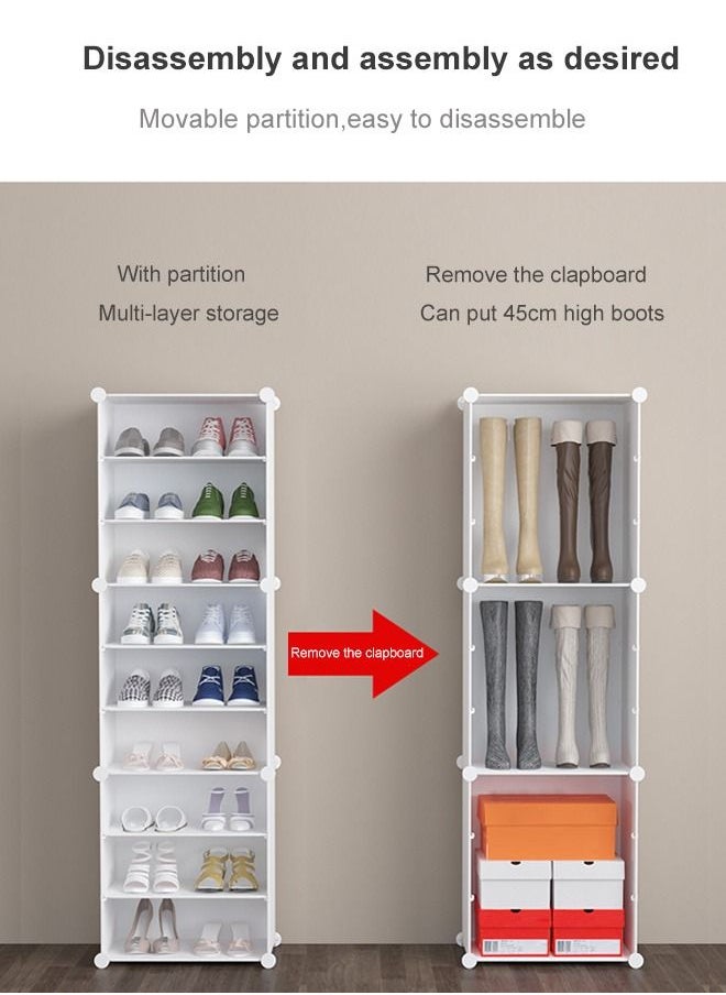 XiuWoo - 18-Cube Diy Plastic Shoes Cabinet With Translucent Doors Portable Modular Shoe Storage Organizer Tower Shelf Expandable Shoes Rack 139X32X84 Cm Plastic - Image 1