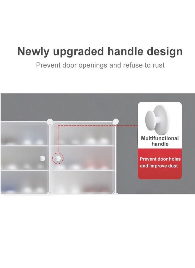 XiuWoo - 18-Cube Diy Plastic Shoes Cabinet With Translucent Doors Portable Modular Shoe Storage Organizer Tower Shelf Expandable Shoes Rack 139X32X84 Cm Plastic - Image 1