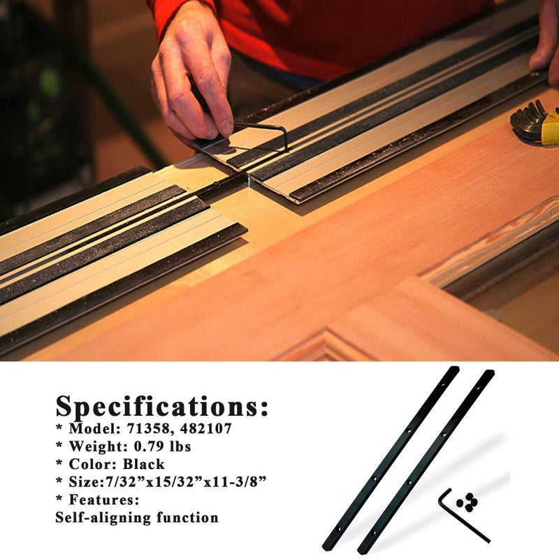 Hawmow Guide Rail Connector Accessories Kit 71358 482107 Compatible With Festool | Makita | Dewalt Track Saw Secure Long Cuts  2 Pack  Black - Image 3