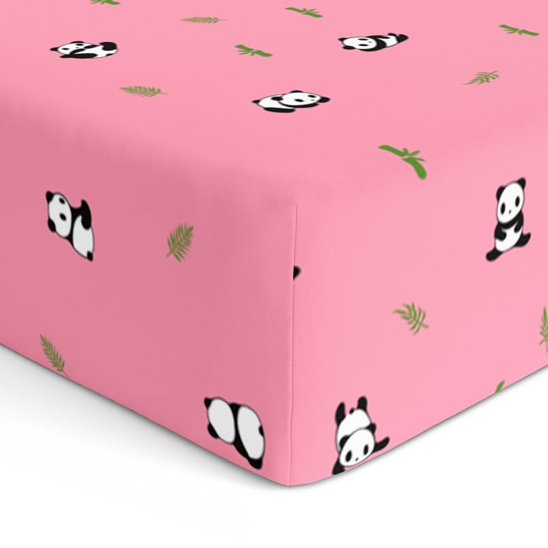 The White Cradle Cotton Baby Crib Fitted Bed Sheets for Cot Organic Twill Fabric Baby Bedding for New Born Infants Toddlers 55x28 Pack of 1 The White Cradle Pink Panda