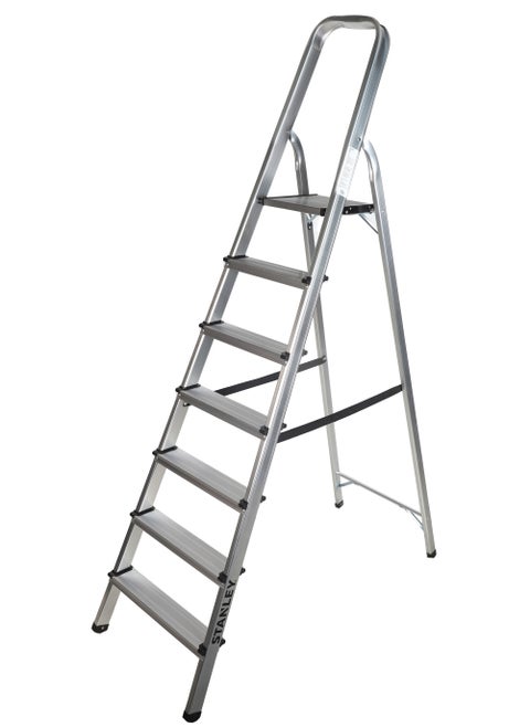 STANLEY Step Ladder | 7 Steps Aluminum Ladder | Anti Slip Steps | Non Slip Rubber Edge Guards | 150 KG Loading Capacity | EN131 Approved