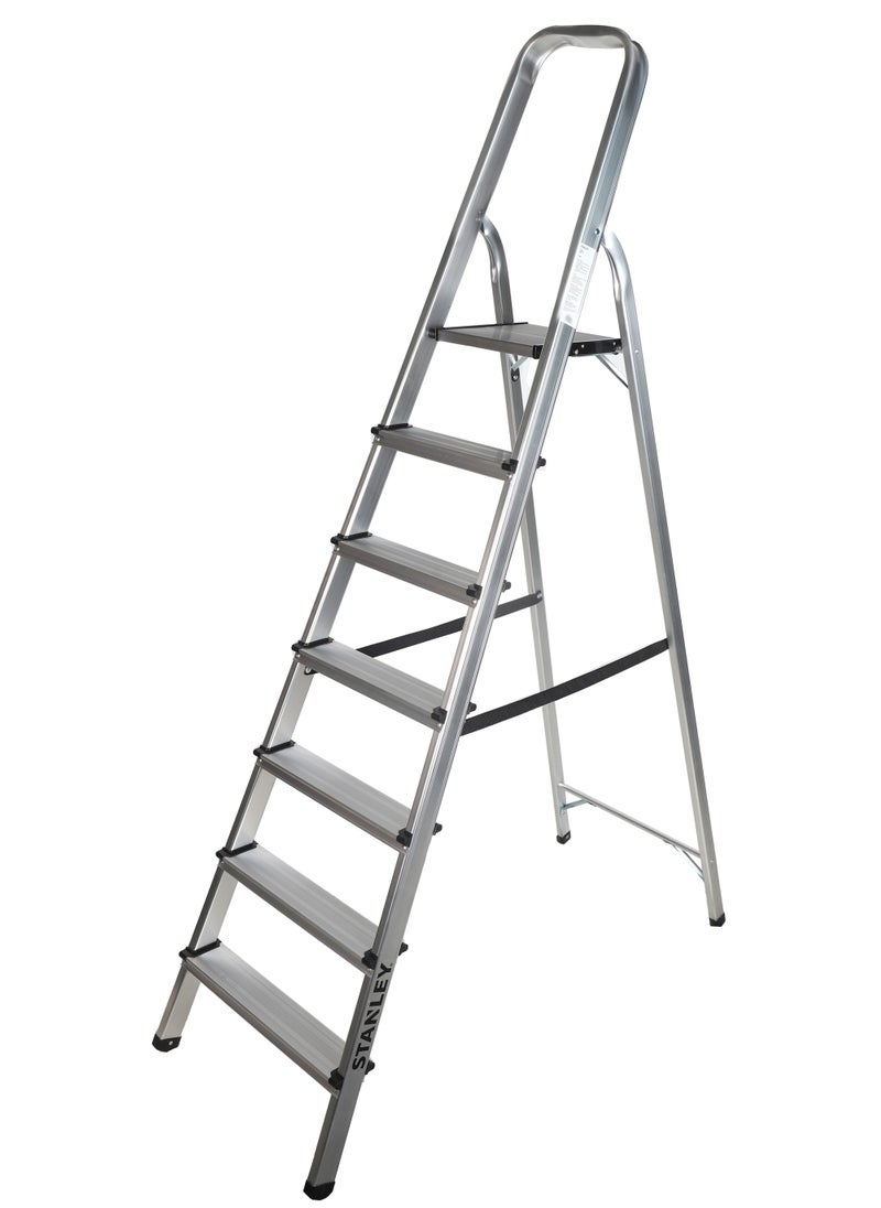 Stanley - STANLEY Step Ladder | 7 Steps Aluminum Ladder | Anti Slip Steps | Non Slip Rubber Edge Guards | 150 KG Loading Capacity | EN131 Approved - Image 1