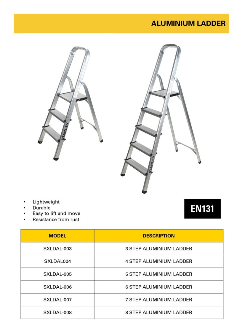 Stanley - STANLEY Step Ladder | 7 Steps Aluminum Ladder | Anti Slip Steps | Non Slip Rubber Edge Guards | 150 KG Loading Capacity | EN131 Approved - Image 1