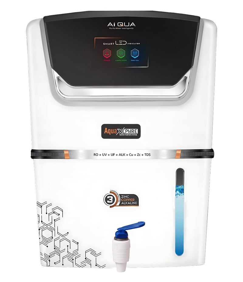 MCLORD AQUA WATER PURIFIER RO | AI AQUA PLUS | R.O+UV+UF+COPPER WITH ALKALINE/ZINC+MTDS & TASTE CONTROLLER|SUITABLE FOR HOME AND OFFICES. (RO+ALK+CU (W)) - Image 1