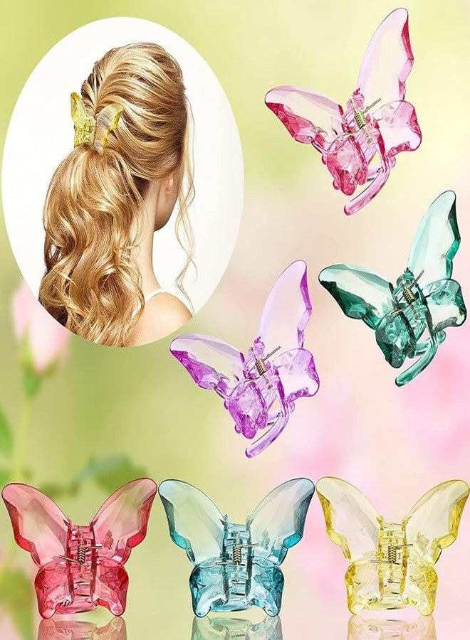 CHANDERKASH 6PCS Large Plastic Transparent Multicolor Color Butterfly Hair Claw Clips Long Jaw Clutcher - Image 2