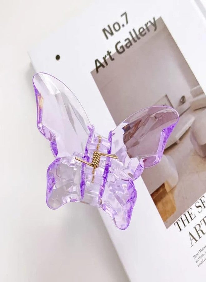 CHANDERKASH 6PCS Large Plastic Transparent Multicolor Color Butterfly Hair Claw Clips Long Jaw Clutcher - Image 5