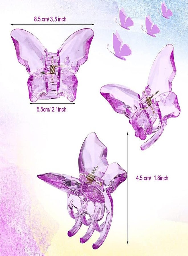 CHANDERKASH 6PCS Large Plastic Transparent Multicolor Color Butterfly Hair Claw Clips Long Jaw Clutcher - Image 3