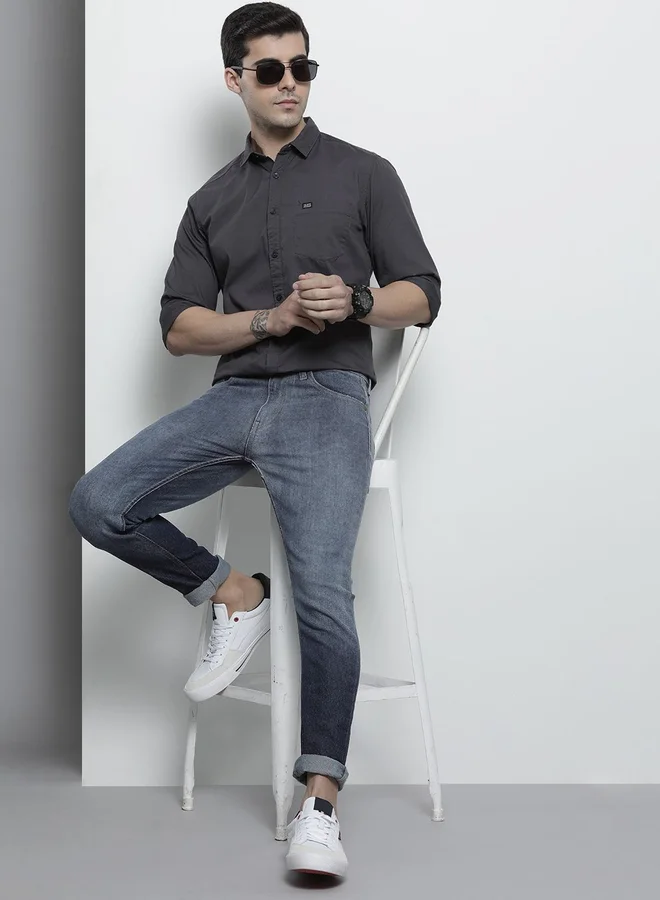 The Indian Garage Co Blue The Indian Garage Co Men Dark Wash Slim Fit Jeans for Men | Best Price UAE