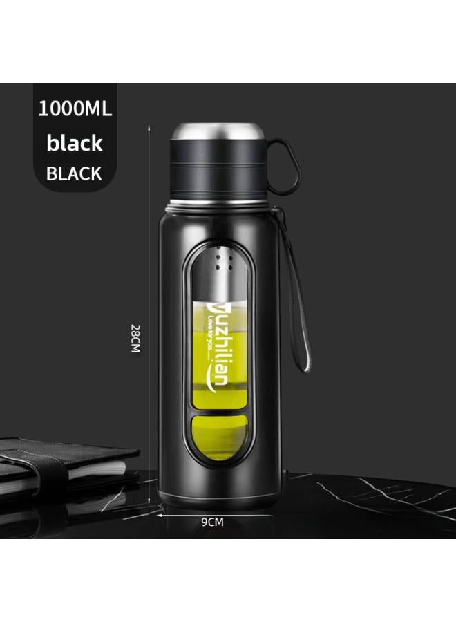 بيوينتي Super Large Capacity Glass Cup Double-layer Anti-fall High Temperature Resistant Tea Water Separation Cup Men's Portable Plastic Glass Cup
