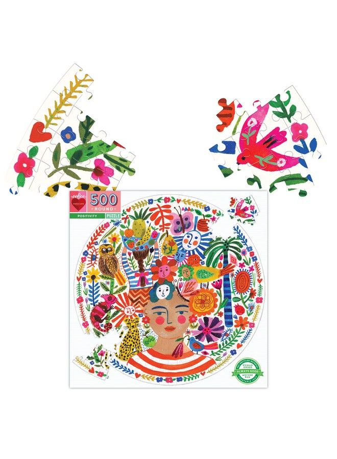 eeboo : Piece And Love Positivity 500 Piece Round Circle Jigsaw Puzzle Puzzle For Adults And Families Glossy Sturdy Pieces And Minimal Puzzle Dust - Image 3