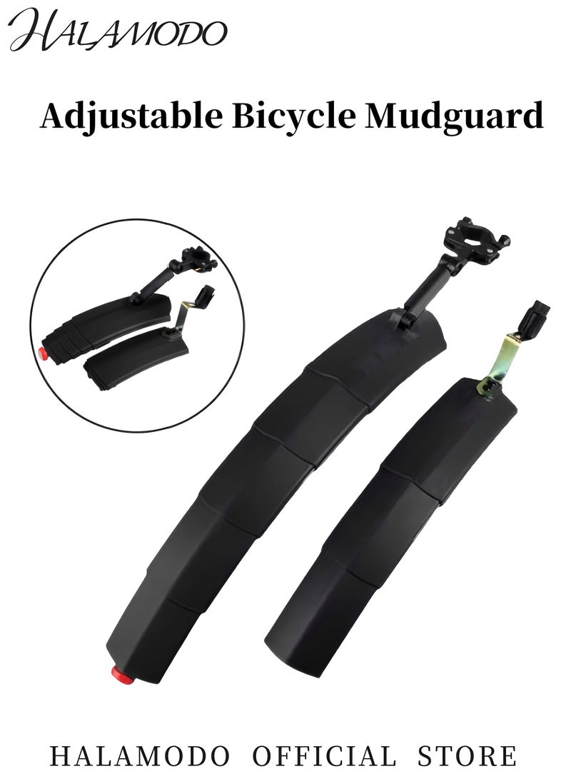 HALAMODO Bike Mudguard Set with Tail Light Front & Rear Bicycle Fender Telescopic Sliding Fender Water Splash Prevention Bicycle Mudguard Cycling Equipment for Mountain Bike & MTB & Road Bike  - Image 2