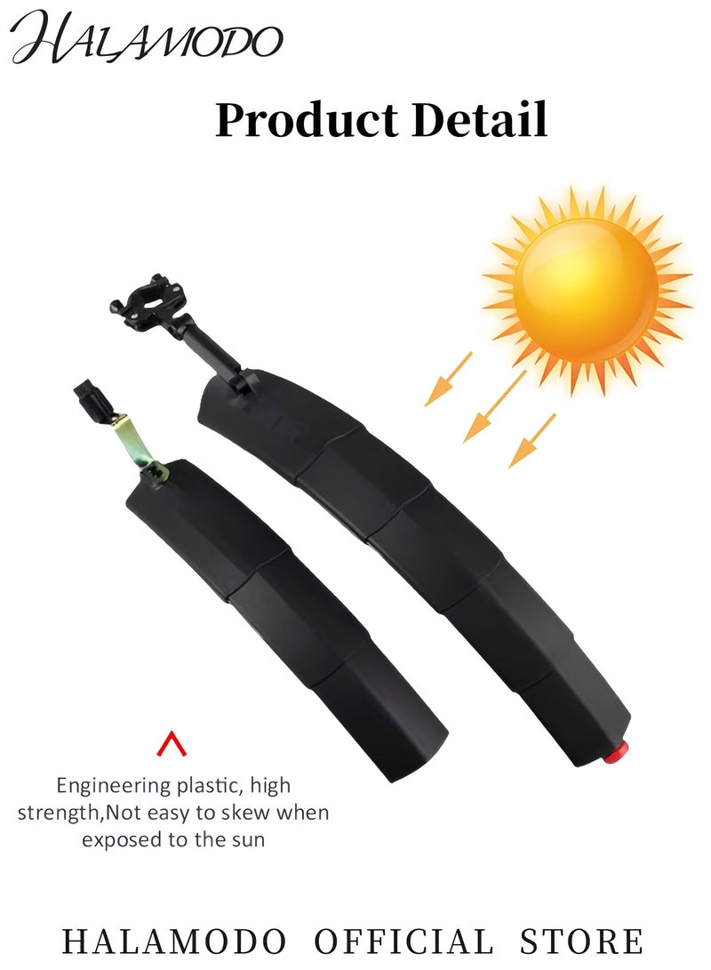 HALAMODO Bike Mudguard Set with Tail Light Front & Rear Bicycle Fender Telescopic Sliding Fender Water Splash Prevention Bicycle Mudguard Cycling Equipment for Mountain Bike & MTB & Road Bike  - Image 5