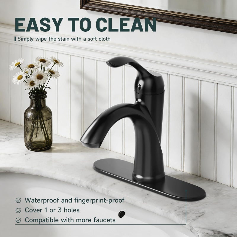 Green Spring Greenspring Matte Black Faucet Plate, Sink Hole Cover, Faucet Deck Plate Round 10" Bathroom or Kitchen Sink Faucet 1 or 3 Hole Deck Plate - Sink Faucet Hole Cover for Vanity Sink Faucet - Image 5
