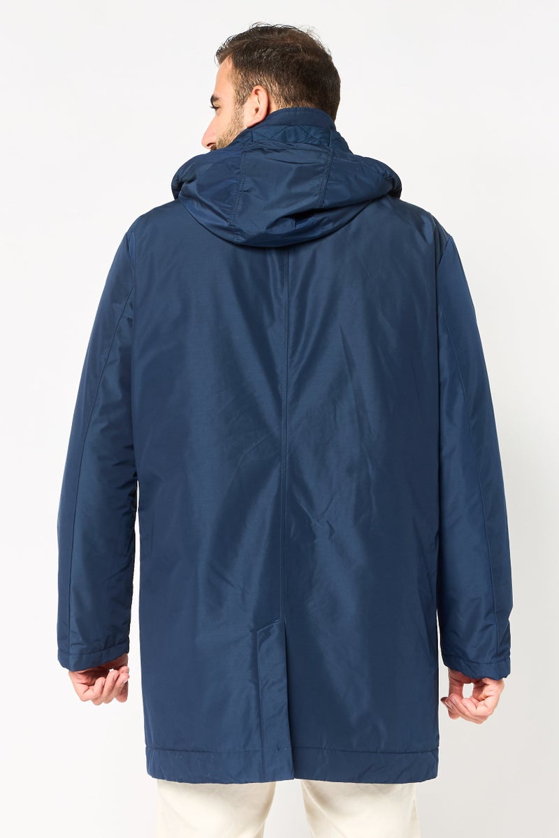 GANT Men Plain Long Sleeve Parka Jacket, Navy - Image 4