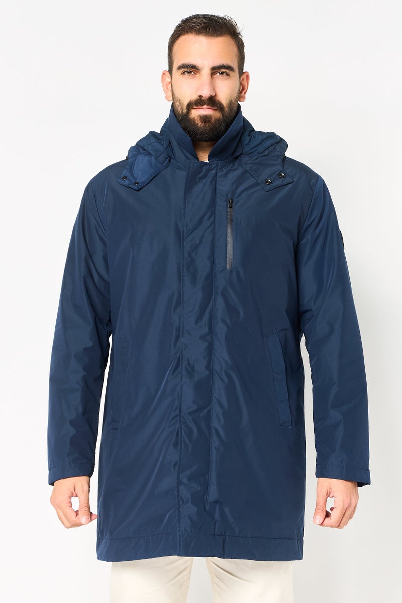 GANT Men Plain Long Sleeve Parka Jacket, Navy - Image 1
