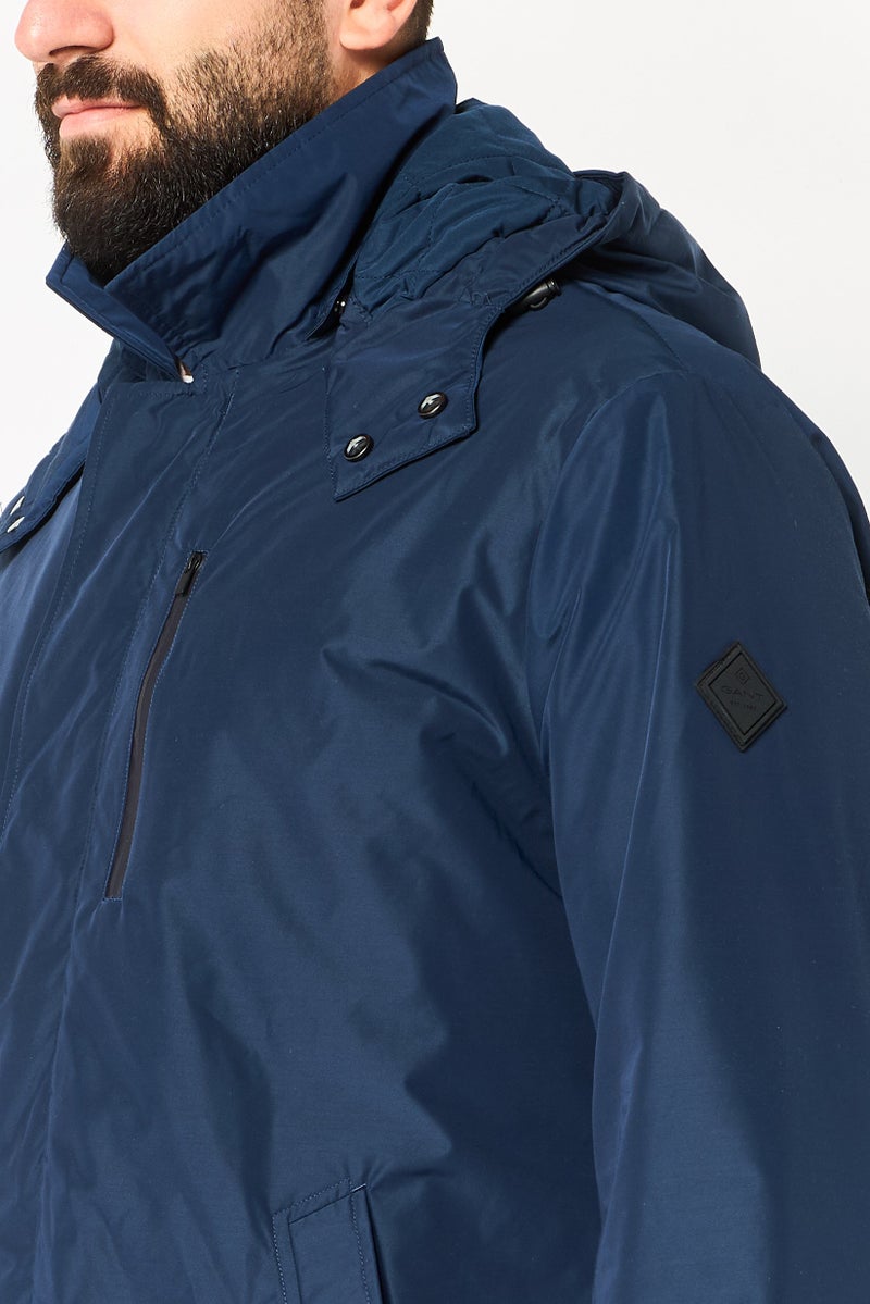 GANT Men Plain Long Sleeve Parka Jacket, Navy - Image 3