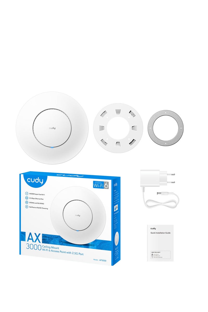 cudy AP3000 AX3000 2.5G Wi-Fi 6 Access Point – Dual-Band, PoE+, 150 Devices, 130 m² Coverage, Wall/Ceiling Mount - Image 5