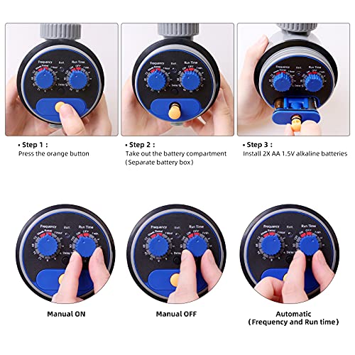 Yardeen Sprinkler Water Timer Programmable Garden Zero Pressure Waterproof Irrigation Controller Hose Timer for Outdoor Lawns & Garden Blue - Image 4