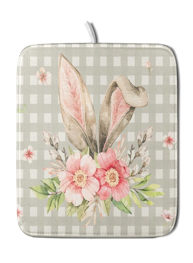 aportt Spring Easter Dish Drying Mats for Kitchen Counter 16×18 Inch Cute Bunny Flowers Small Microfiber Drying Mat Kitchen Accessories Dish Rack Mat Drainer Pad Washable Absorbent - Image 1