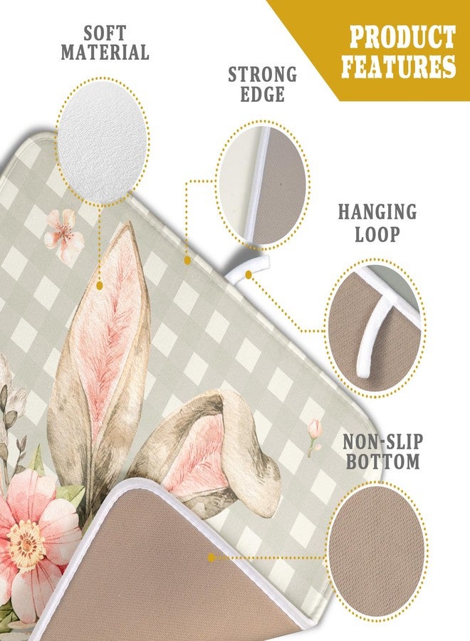 aportt Spring Easter Dish Drying Mats for Kitchen Counter 16×18 Inch Cute Bunny Flowers Small Microfiber Drying Mat Kitchen Accessories Dish Rack Mat Drainer Pad Washable Absorbent - Image 4