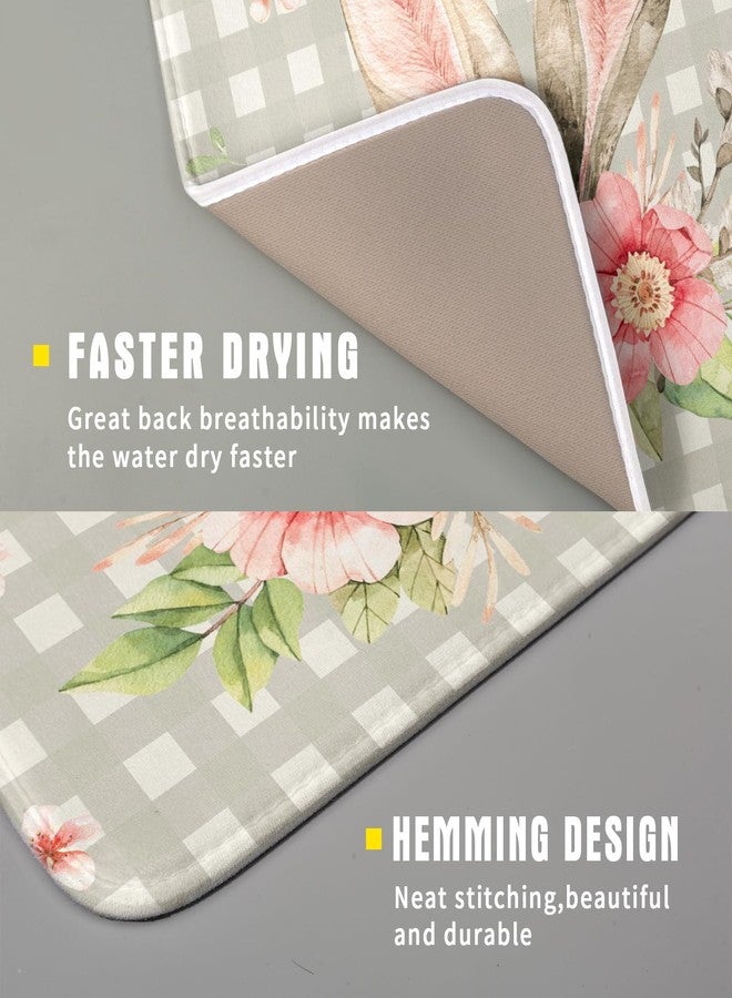aportt Spring Easter Dish Drying Mats for Kitchen Counter 16×18 Inch Cute Bunny Flowers Small Microfiber Drying Mat Kitchen Accessories Dish Rack Mat Drainer Pad Washable Absorbent - Image 3
