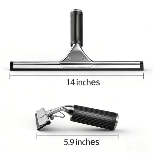MRDARENSU 14-inch Squeegee for Shower Glass & Window Cleaning, Professional Stainless Steel Squeegee with Durable Handle for Streak-Free Glass, Mirror, Tile & All Smooth Surfaces - Image 2