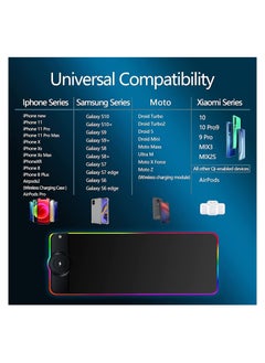 Generic Wireless Charger Mouse Pad, 10W Extended RGB Mouse Pad Non-Slip Rubber Base 10 Lighting Modes, Qi Fast Charging Gaming Mousepad for Galaxy S10/S9/S8 Plus iPhone 11/12 Pro  - Image 3