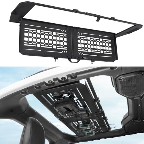 JOYTUTUS Rear Overhead Molle Panel Compatible with Wrangler 20182026 JLU 4Door Only for Hard Top Wrangler Cargo Roof Rack Storage No Drilling Fold Down - Image 1