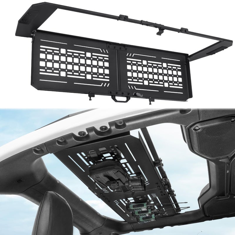 JOYTUTUS Rear Overhead Molle Panel Compatible with Wrangler 20182026 JLU 4Door Only for Hard Top Wrangler Cargo Roof Rack Storage No Drilling Fold Down - Image 3