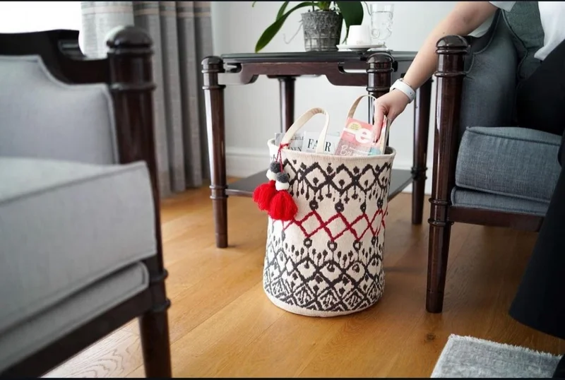 مور بيبي Purple Bebe Authentic Kilim Patterned Laundry Basket