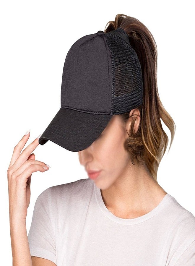 Bocianelli Criss Cross Hat Washed Distressed Baseball Cap Ponytail Hat High Messy Bun Ponycap for Women - Image 5