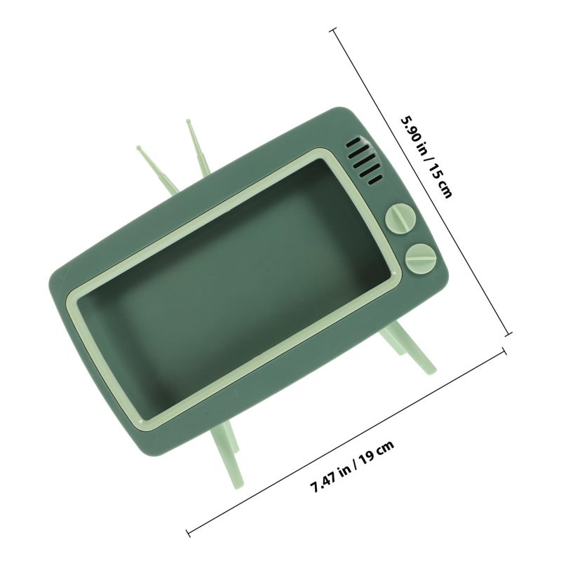 Creative Cartoon TV Shaped Tissue Box Organizer Multifunctional Napkin Dispenser Grass Ink Green - Image 3