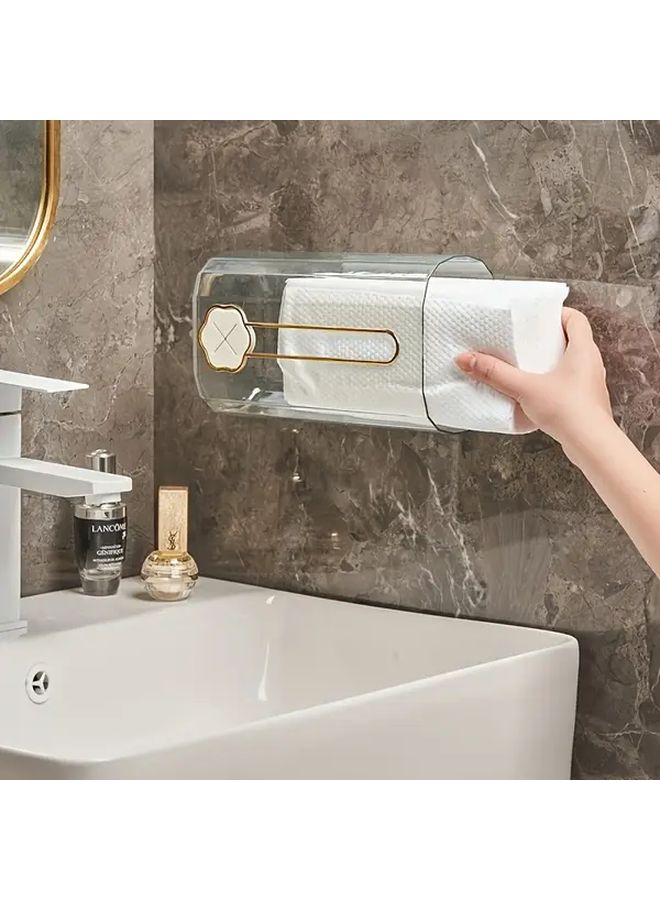 Transparent Green Paper Towel Box Holder No Drill Wall Mounted Adhesive Modern Space Saving - Image 1