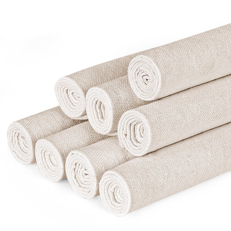 LOVOUS 8 PCS Linen Embroidery Fabric, Pre-Cut Solid Color 12 Ã— 12 Inch Square Needlework Fabric, Sewing Quilting Cloth for DIY Garment Crafts, Embroidery Project, Natural White - Image 1