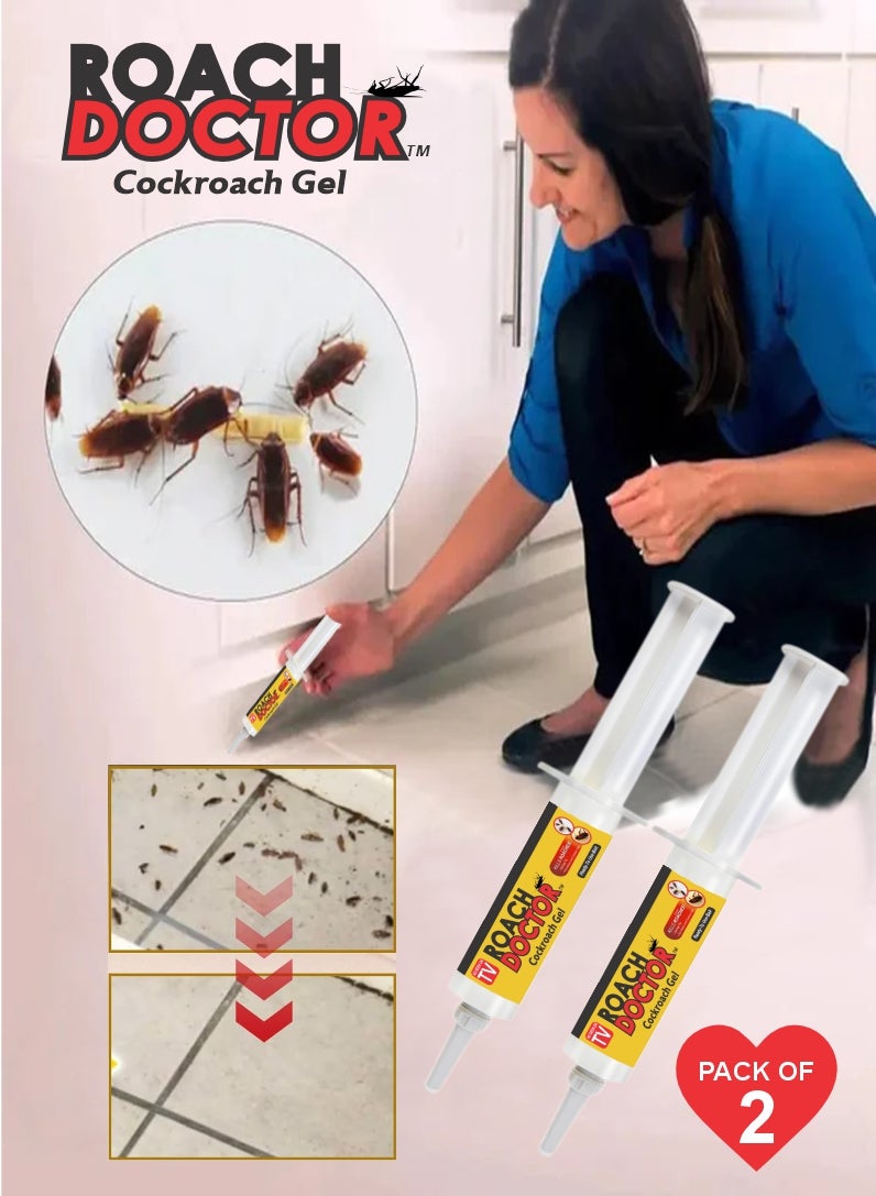 Ready-to-Use Roach Gel - Proven Cockroach Killer with Syringe Applicator Pack Of 2