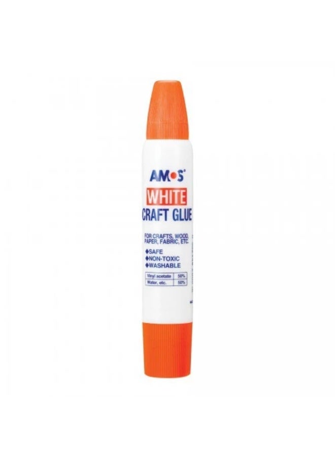 AMOS White Craft Glue 34ml, Washable Liquid Glue for School Projects, Arts & Crafts, Paper, Wood & Fabric, Clear-Drying Glue with Twin Applicators - Image 1