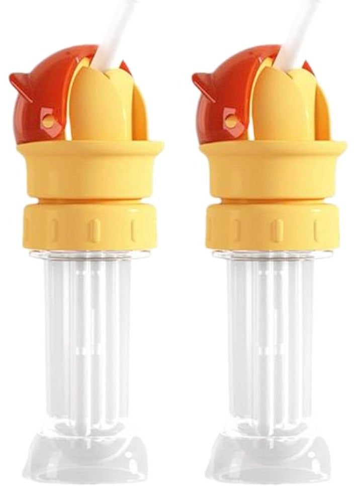 2 in 1 Design Straw Cap Portable, 2 Water Bottle Top Adapter, Reusable Children Beverage Water Bottle Straw Lid, Kids No Spill Choke Water Bottle Twist Cover Cap, Bottle Topper Spout(Pink) - Image 1