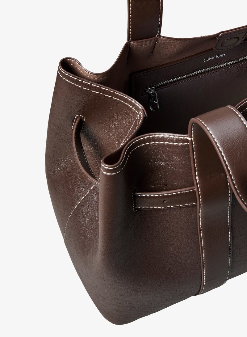 CALVIN KLEIN Buckle Metallic Logo Tote Bag - Image 3