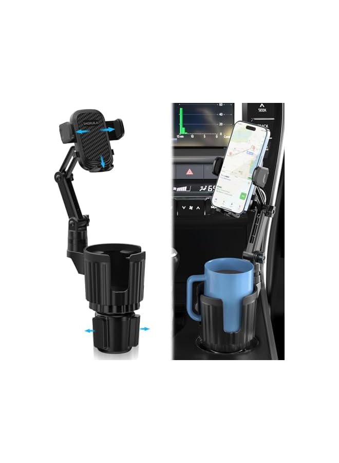 S-TOP 2-in-1 Cup Holder Phone Holder for Your Car Bottle Friendly Cup Cell Phone Holder Mount for Car Height Adjustable Sturdy Fit 4-7 inches Phones - Image 2