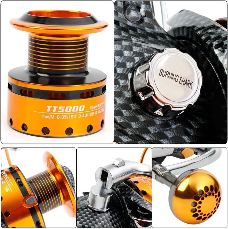 Burning Shark TT1000 Fishing Reel - 12+1 BB, Lightweight Spinning Reel for Saltwater and Freshwater - Image 5