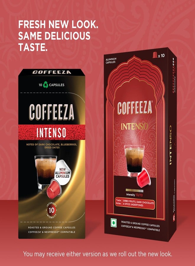 Coffeeza Intenso Aluminium Coffee Capsules, Intensity - 10, Nespresso Compatible Coffee Pods | Box of 1 (10 Capsules) | Brew Cold/Hot - Image 3