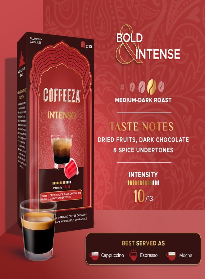 Coffeeza Intenso Aluminium Coffee Capsules, Intensity - 10, Nespresso Compatible Coffee Pods | Box of 1 (10 Capsules) | Brew Cold/Hot - Image 2