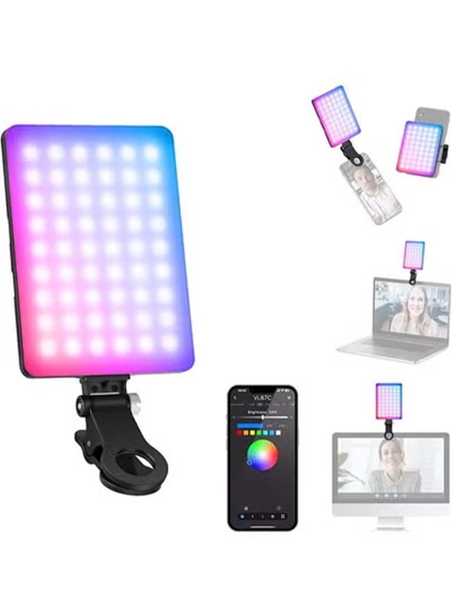 Neewer NEEWER VL67C RGB Selfie Light with APP Control, 94 LED CRI97 2000mAh Rechargeable, Cold Shoe Mount as Camera Light, Portable Front & Back Phone Clip for TikTok, Video Conference Light for Laptop  - Image 1
