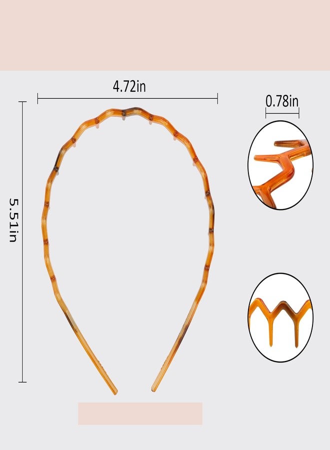 Didder 6PCS Plastic Zig Zag Headbands for Women Trendy Zigzag Wavy Headband with Teeth, Squiggly Spike Headband, Spiky Claw Headbands for Women Tortoise Shell - Image 3