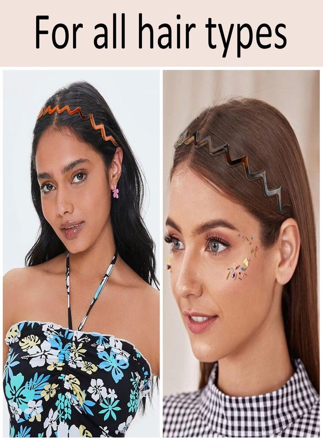 Didder 6PCS Plastic Zig Zag Headbands for Women Trendy Zigzag Wavy Headband with Teeth, Squiggly Spike Headband, Spiky Claw Headbands for Women Tortoise Shell - Image 2