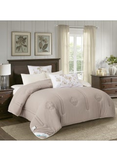 Donetella Comforter Set 4-Pcs Single Size Digital Printed Bed Set Fits (120 x 200 Cm) All Season 350 GSM Set With Down Alternative Filling, Beige/Off-White  - Image 2