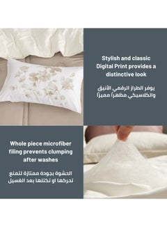 Donetella Comforter Set 4-Pcs Single Size Digital Printed Bed Set Fits (120 x 200 Cm) All Season 350 GSM Set With Down Alternative Filling, Beige/Off-White  - Image 3