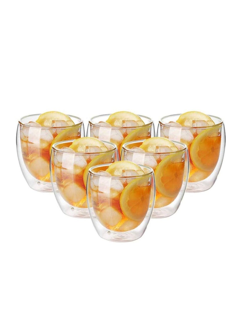 SYOSI Double Wall Coffee Glasses Cups Insulated Cups Transparent Thermo Glass Cup Set Coffee Mugs for Espresso Cappuccino Latte(250ml) - Image 1