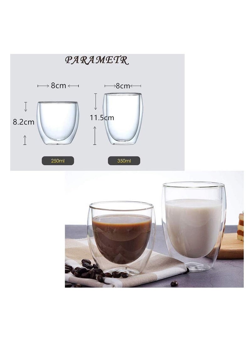SYOSI Double Wall Coffee Glasses Cups Insulated Cups Transparent Thermo Glass Cup Set Coffee Mugs for Espresso Cappuccino Latte(250ml) - Image 5