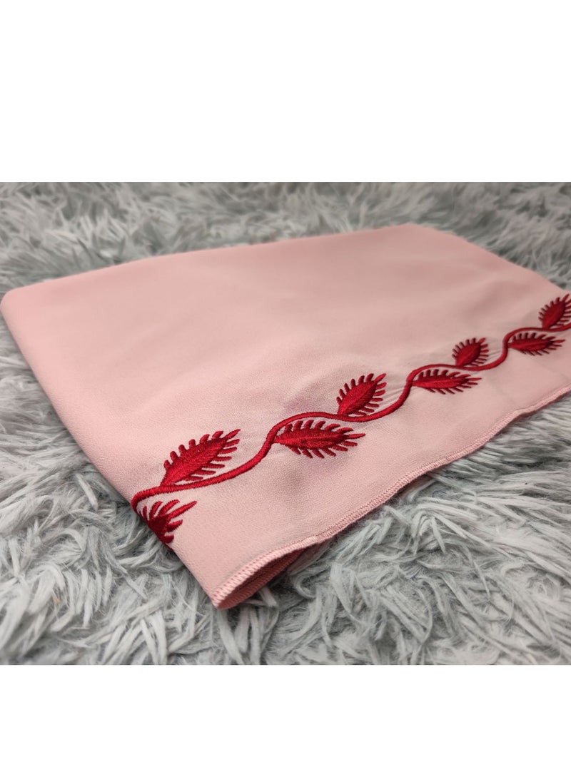Best Gift Fashion - Fashion Chiffon Floral Embroidered Abaya With Hijab Pink Color - Image 1